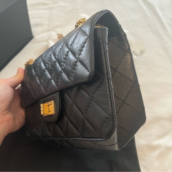 SOLD Authentic Chanel 2.55 Classic Mini Flap Bag Crossbody Aged Calfskin GHW - Picture 6 of 16